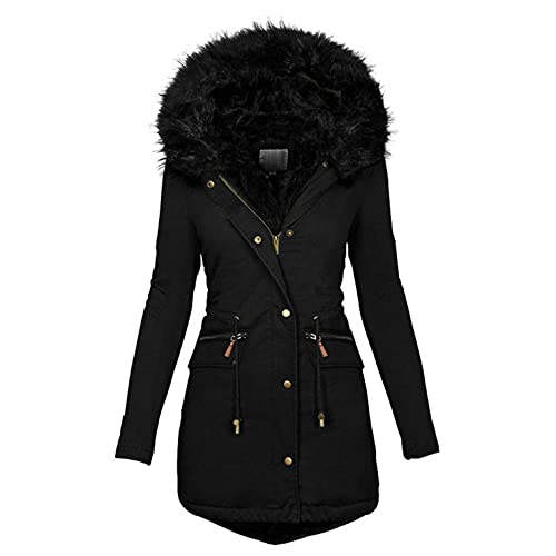 PAIDAXING Damen Winterjacke Pelzkapuze Parka Mantel Plüschfutter Wintermantel Windjacke Warm Winterparka Softshelljacke Trenchcoat Winddicht Kälteschutz PAIDAXING Damen Winterjacke Pelzkapuze Parka Mantel Plüschfutter Wintermantel Windjacke Warm Winterparka Softshelljacke Trenchcoat Winddicht Kälteschutz von PAIDAXING