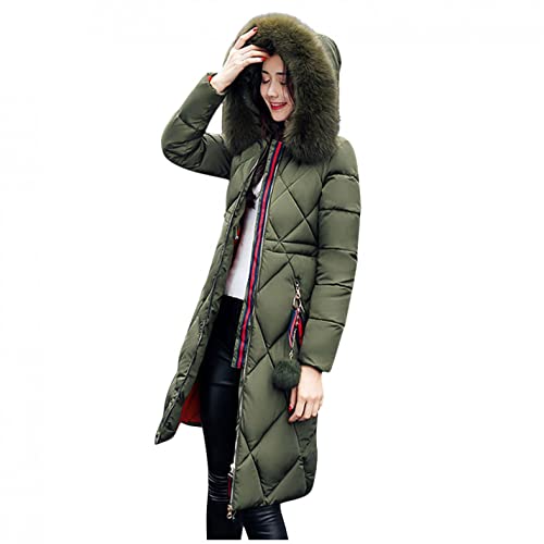 PAIDAXING Damen Wintermantel Daunenmantel Lang Kunstfell Jacke Mantel Steppmantel Plus Size Winddicht Winterparka Puffer Coat Outdoorjacke von PAIDAXING