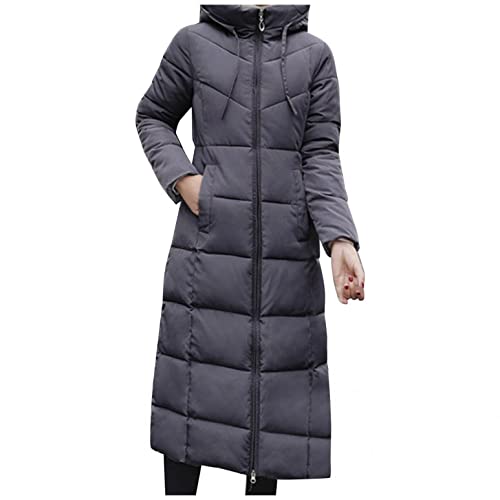 PAIDAXING Daunenmantel Damen Lang Wintermantel Kapuzen Winterparka Steppmantel Outdoor Warm Daunenjacke Lang Mantel Oversized Winddicht Parka Winterjacke von PAIDAXING