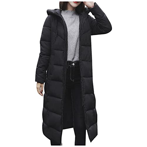 PAIDAXING Daunenmantel Damen Lang Wintermantel Kapuzen Winterparka Steppmantel Outdoor Warm Daunenjacke Lang Mantel Oversized Winddicht Parka Winterjacke von PAIDAXING