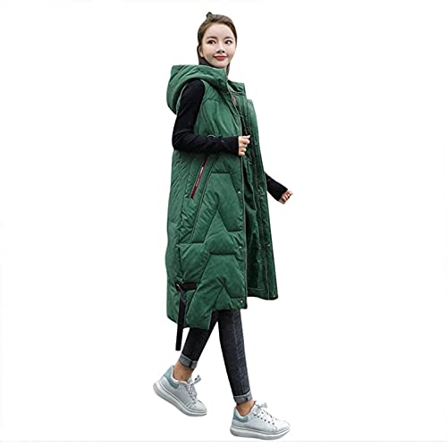 PAIDAXING Daunenweste Damen Lang Winterjacke Daunenjacke Warm Weste Jacke mit Kapuze Steppjacke Wintermantel Casual Daunenmantel von PAIDAXING