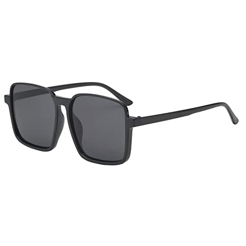 PAIDAXING Polarisierte-Brille Quadratische Brillenmode Männer Frauen Sunglasses Sonnenbrillendamen Brillenmode Erwachsene Brille Runde Sonnenbrillen Pilotenbrille (Black, One Size) von PAIDAXING