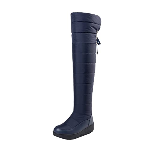 PAIDAXING Schneestiefel Damen Winterstiefel Overknee Thermostiefel Niedliche Schleife Keil Dicke Sohle Kniestiefel Wasserdicht gefütterte Winterboots von PAIDAXING