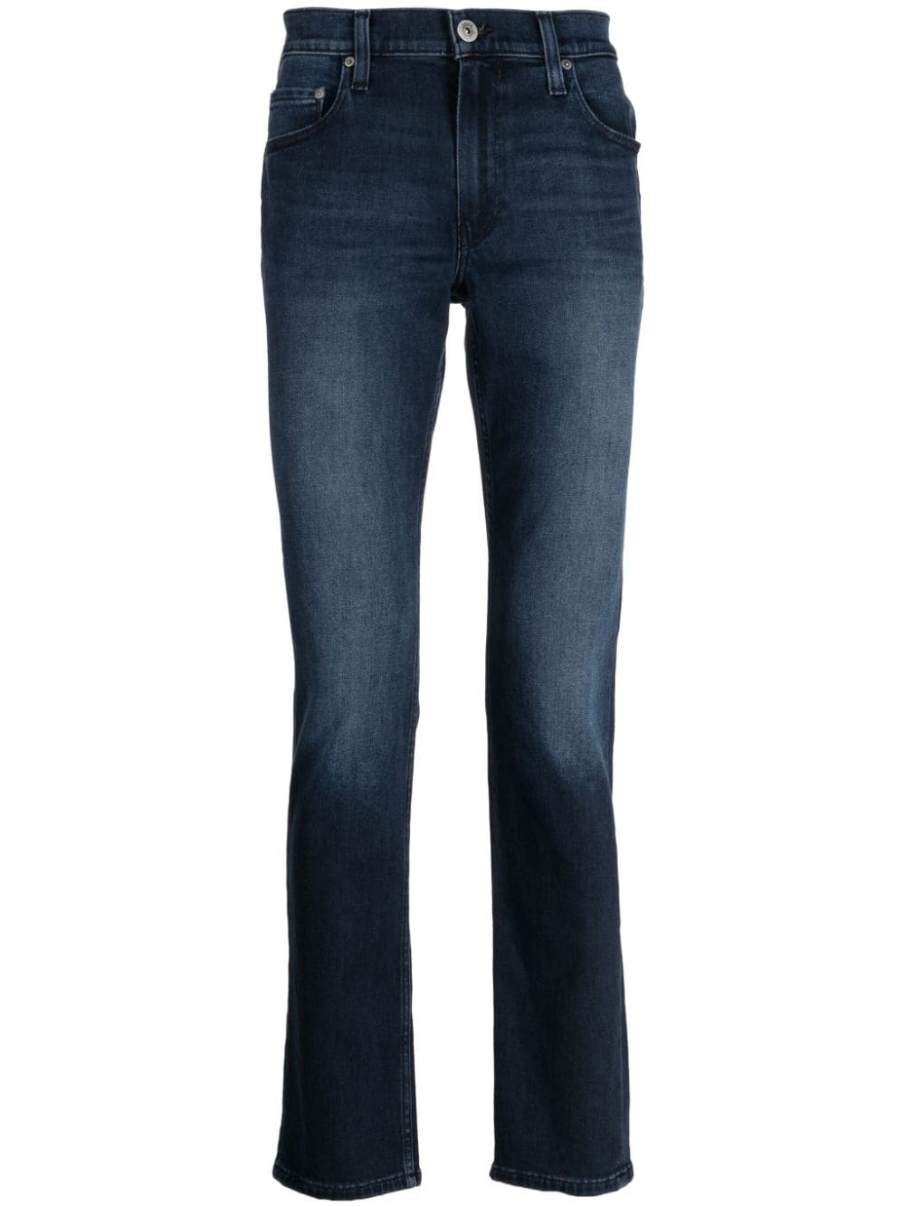 PAIGE Halbhohe Straight-Leg-Jeans - Blau von PAIGE