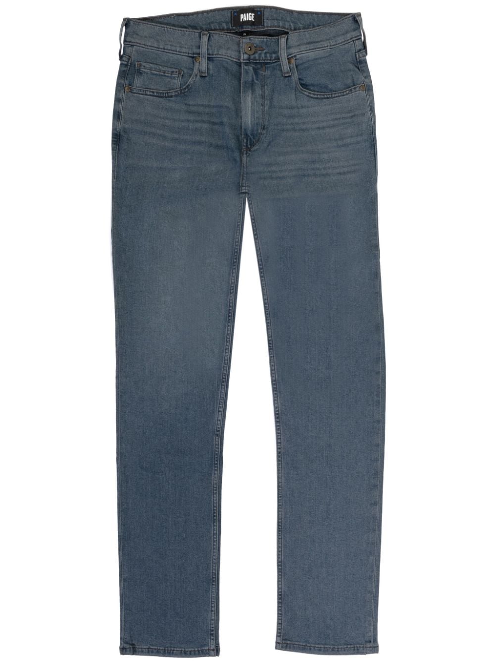 PAIGE Halbhohe Straight-Leg-Jeans - Blau von PAIGE