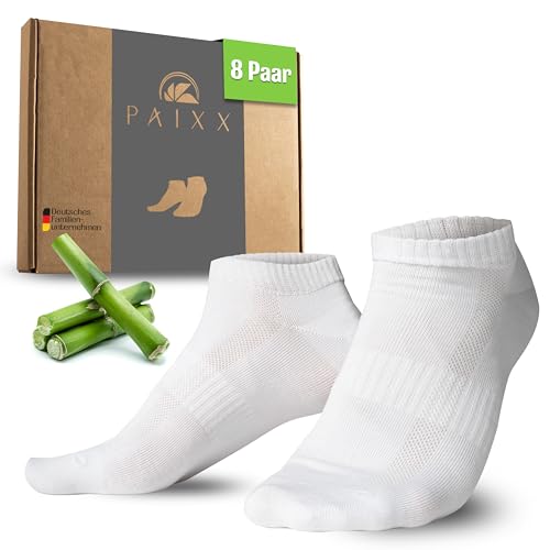 PAIXX Premium Bambus Sneaker Socken 8er Pack, 43-46 & 39-42, Herren & Damen - Atmungsaktive, Antibakterielle Knöchelsocken gegen Schweißfüße - Fusselfreie Anti Geruch Bambussocken von PAIXX