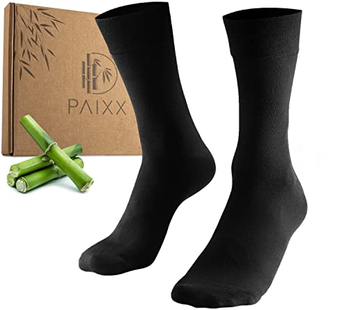 PAIXX Premium Bambus Socken Herren 43-46 & 39-42 - 4/8er Pack Schwarz - Anti-Schweiß, Antibakteriell, Fusselfrei - Atmungsaktive Socken ohne Gummi - Ideal gegen Schweißfüße von PAIXX