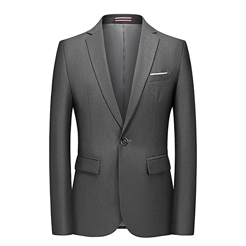 PAJKWW Jacke Herren Business Casual Mode Hochzeit Gastgeber Party Einfarbig Langarm Geknöpft Herren Übergangsjacke Schalkragen Modern Bequem Herren Blazer G-Grey 6XL von PAJKWW