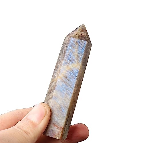 PAJPXPCD 1PC Natural White Moon Palm Point Blu Ray Gem Tower Crystal Gift Home Decorate von PAJPXPCD