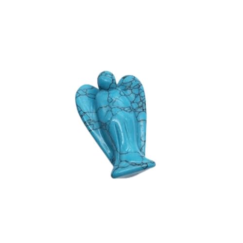 PAJPXPCD Natural Magic 1,5-Zoll-Taschenstein-Handwerksengel-Statue, geschnitzter Naturstein-Kristall, Schutzengel-Figur for Weihnachten (Color : Synthetic Turquoise) von PAJPXPCD
