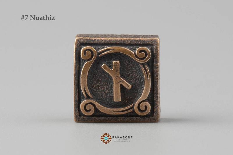 Naudiz Nautith Bronze Charm Für Wikinger Armband Midgard - Create Yourself Unikat Ein 001-111 von PAKABONE