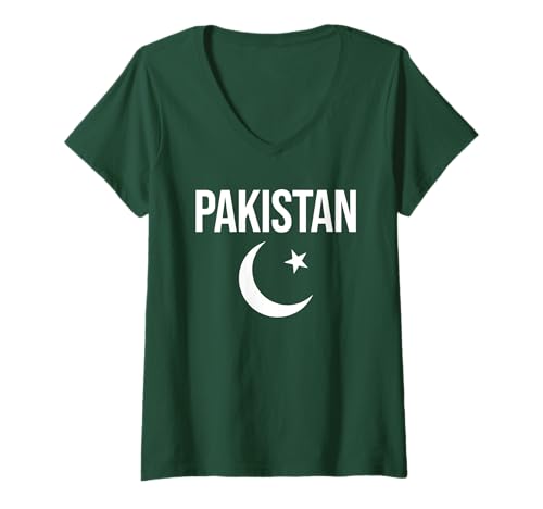 Damen PAKISTAN FLAG SPORTS SOCCER FOOTBALL ATHLETIC JERSEY STYLE T-Shirt mit V-Ausschnitt von PAKISTANI SPORTS ATHLETIC GEAR