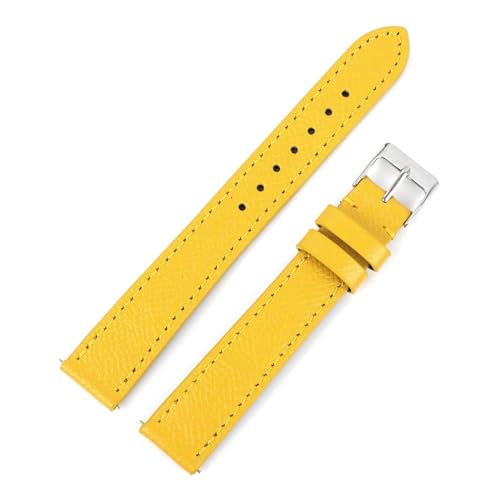 PAKMEZ 12-22mm Leder Watchband Ersatzschand, Gelb, 12mm von PAKMEZ