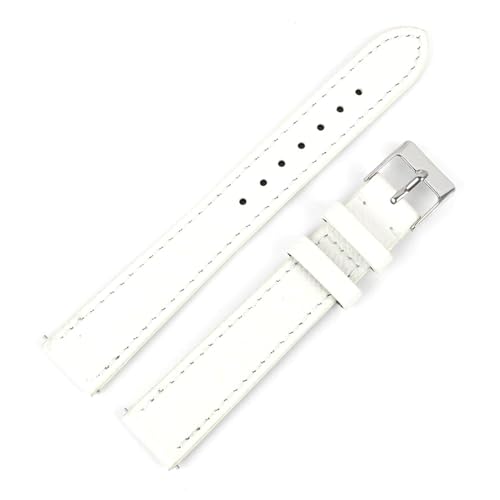 PAKMEZ 12-22mm Leder Watchband Ersatzschand, Weiß, 16mm von PAKMEZ