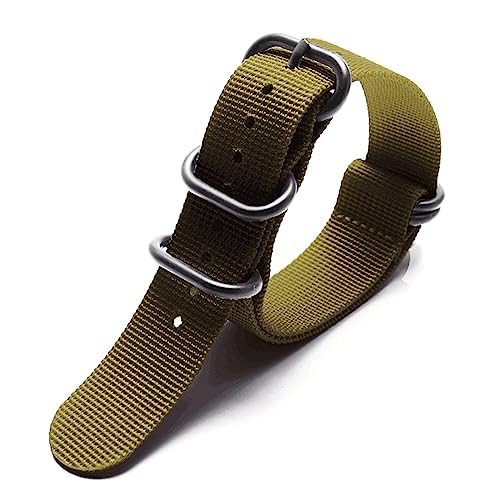 PAKMEZ 18-26mm Stoff Nylon Watchband Watch Armband, Grünes Silber, 26mm von PAKMEZ