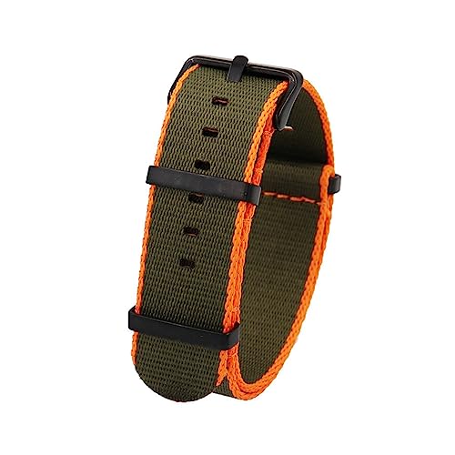 PAKMEZ 20-22mm Nylon Uhrengurt Ersatzarmbandband, Armee grüne Orange B, 22mm von PAKMEZ