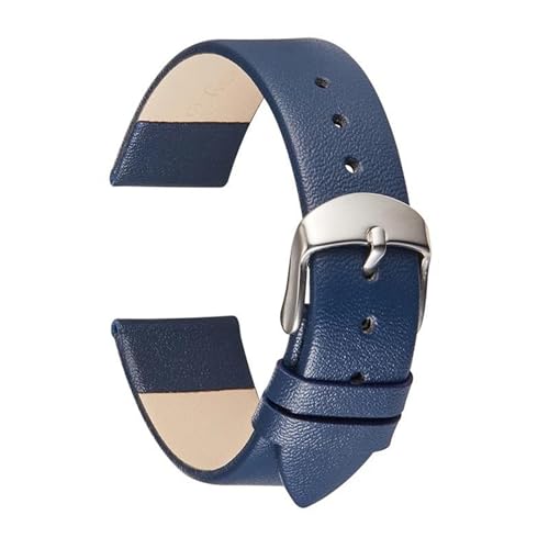 PAKMEZ Dünn Leder Uhrengurt 12-22mm Leder Uhrenbandbänder, Blau, 18mm von PAKMEZ