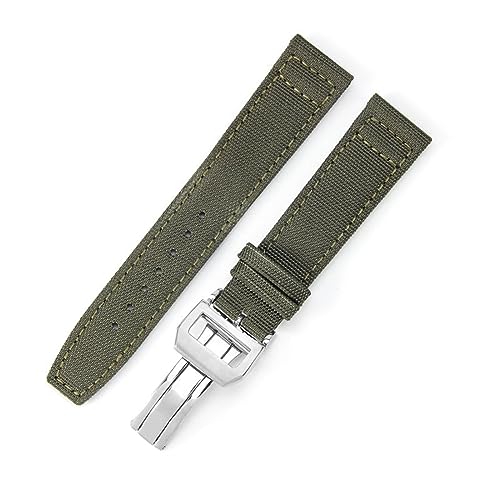 PAKMEZ Fabric Watch Armband 20-22mm Nylon Canvas Watch Band, Grünstahl-Z7, 21mm von PAKMEZ