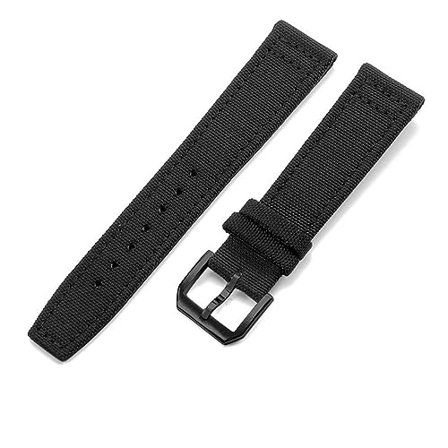 PAKMEZ Fabric Watch Armband 20-22mm Nylon Canvas Watch Band, Schwarzschwarz-K10, 22mm von PAKMEZ