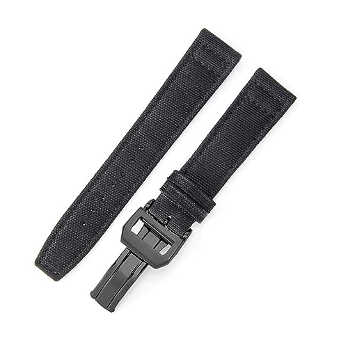 PAKMEZ Fabric Watch Armband 20-22mm Nylon Canvas Watch Band, Schwarzschwarz-Z7, 20mm von PAKMEZ