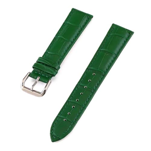 PAKMEZ Leder-Uhr-Armband 10-24mm Leder Uhrengurte für Männer, Grün, 12mm von PAKMEZ