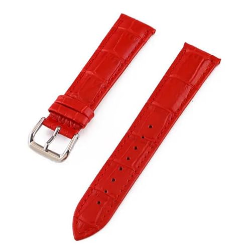 PAKMEZ Leder-Uhr-Armband 10-24mm Leder Uhrengurte für Männer, Rot, 10mm von PAKMEZ