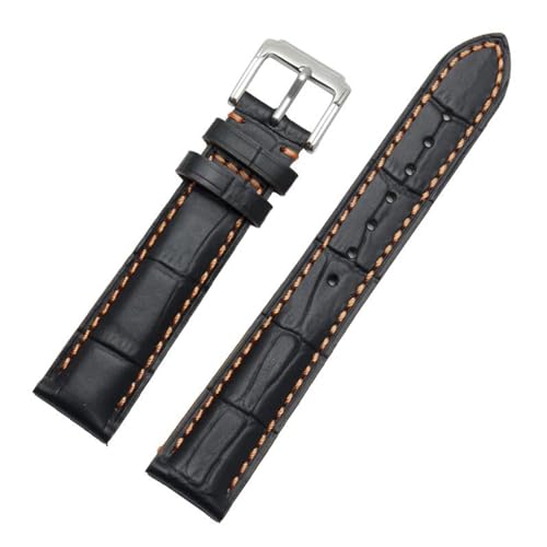 PAKMEZ Leder-Uhr-Gurt 12-24mm Leder Ersatzwachenbänder Armband, Schwarzorange, 18mm von PAKMEZ