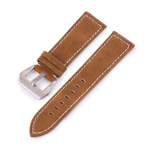 PAKMEZ Leder-Uhr-Gurt 18-24mm Leder Ersatzuhr Band, Gelb Braun, 22mm von PAKMEZ