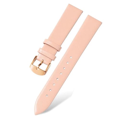 PAKMEZ Leder-Uhren-Bänder 10-22mm Leder Uhrengurt Ersatzarmband, Rosa-Rose-Schnalle, 10mm von PAKMEZ