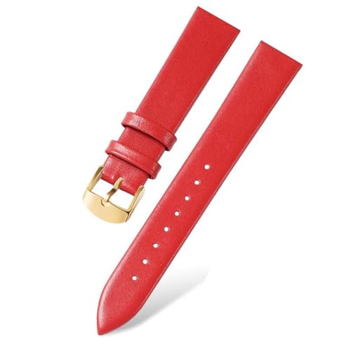 PAKMEZ Leder-Uhren-Bänder 10-22mm Leder Uhrengurt Ersatzarmband, Rotgoldschnalle, 16mm von PAKMEZ