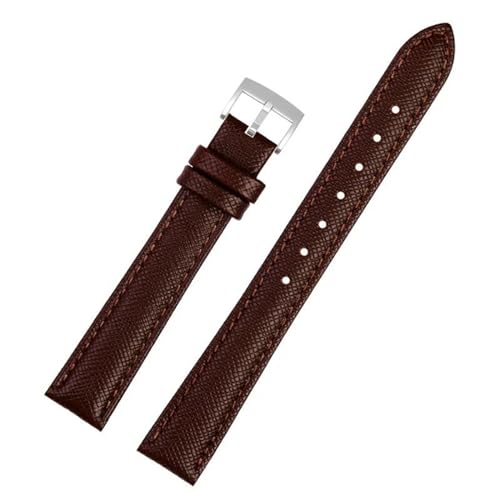 PAKMEZ Leder-Uhren-Band 10-18mm Ersatzarmband für Männer und Frauen, Brauner Silbernadel, 18mm von PAKMEZ