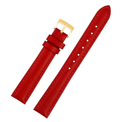 PAKMEZ Leder-Uhren-Band 10-18mm Ersatzarmband für Männer und Frauen, Rote Goldnadelschnalle, 14mm von PAKMEZ