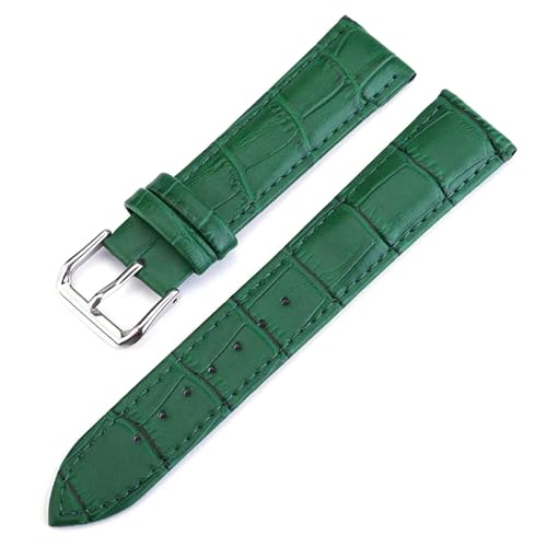 PAKMEZ Leder-Uhren-Band 10-24mm Ersatzuhr-Gurt, Grün, 10mm von PAKMEZ