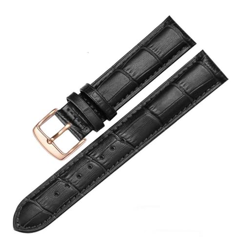 PAKMEZ Leder-Uhren-Band 12-24mm Ersatz Leder Uhrband, Schwarzes Roségold, 17mm von PAKMEZ