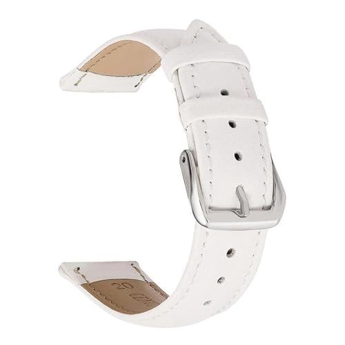 PAKMEZ Leder Uhren Band 14-22mm Leder Uhrengurtarmband, Weiß, 20mm von PAKMEZ