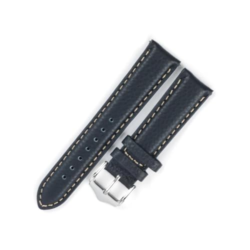 PAKMEZ Leder-Uhren-Band 18-22mm Ersatz Uhrenhalter Armband, Dunkelblau, 22mm von PAKMEZ