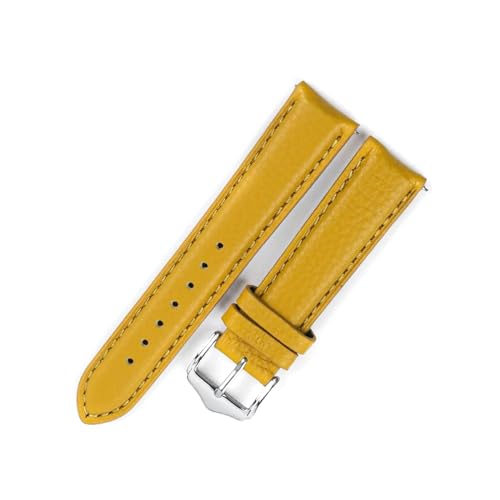 PAKMEZ Leder-Uhren-Band 18-22mm Ersatz Uhrenhalter Armband, Gelb, 20mm von PAKMEZ