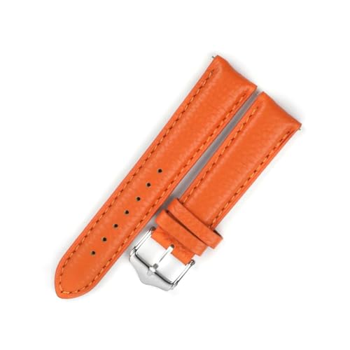 PAKMEZ Leder-Uhren-Band 18-22mm Ersatz Uhrenhalter Armband, Orange, 19mm von PAKMEZ