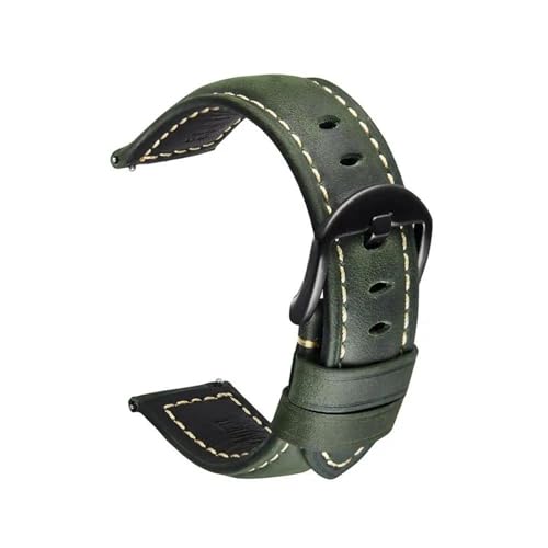 PAKMEZ Leder Uhren Band 20/22mm Leder Ersatz Uhrengurt, Grün Schwarz, 22mm von PAKMEZ