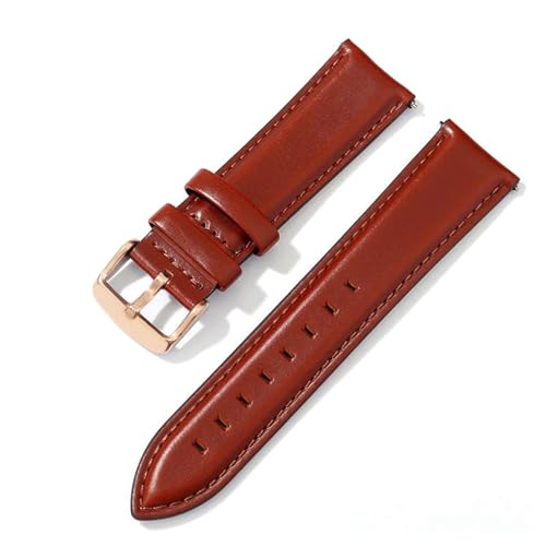 PAKMEZ Leder-Uhren-Band-Armband 18-22mm Schnellveröffentlichung Lederschuhgurt, Rotbraun-Rose, 18mm von PAKMEZ