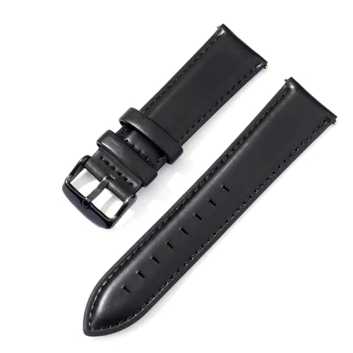 PAKMEZ Leder-Uhren-Band-Armband 18-22mm Schnellveröffentlichung Lederschuhgurt, Schwarz Schwarz, 22mm von PAKMEZ