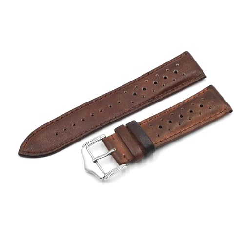 PAKMEZ Leder-Uhren-Band-Gurt 20-24mm Ersatzuhr-Gurt für Männer und Frauen, Braun, 22mm von PAKMEZ