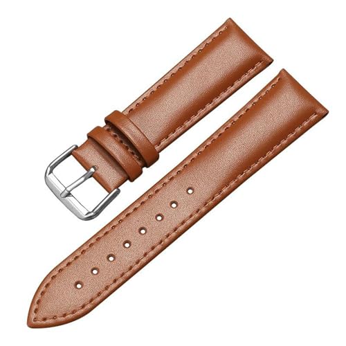 PAKMEZ Leder-Uhren-Gurt-Armband 12-24mm Leder Uhrenband für Männer, Hellbraun, 18mm von PAKMEZ