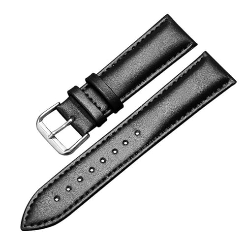 PAKMEZ Leder-Uhren-Gurt-Armband 12-24mm Leder Uhrenband für Männer, Schwarz, 14mm von PAKMEZ