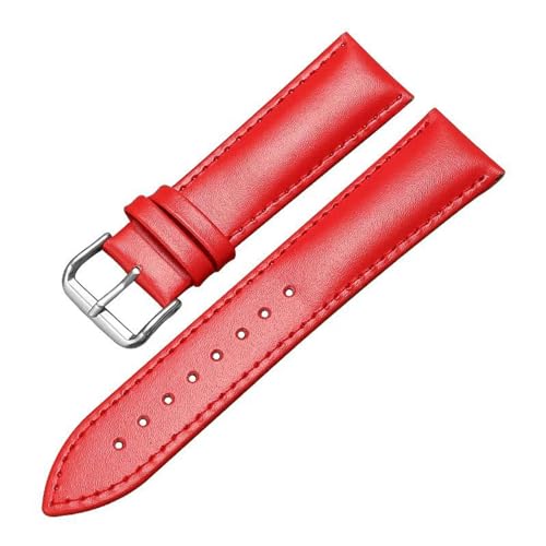 PAKMEZ Leder Uhrenbänder 14-22mm Leder Ersatzarmband, Rot, 22mm von PAKMEZ