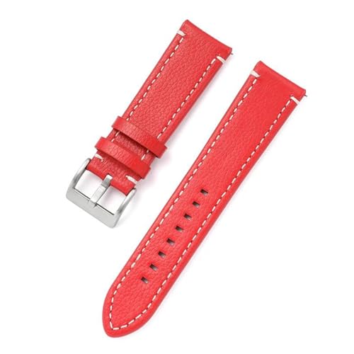 PAKMEZ Leder Uhrenbänder 18-24mm Leder Ersatzuhr-Gurt, Rosenrot, 22mm von PAKMEZ