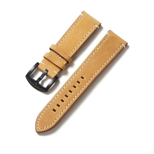PAKMEZ Leder Uhrenbänder 18-24mm Schnellveröffentlichung Leder-Uhr-Gurte, Gelb Braun, 20mm von PAKMEZ