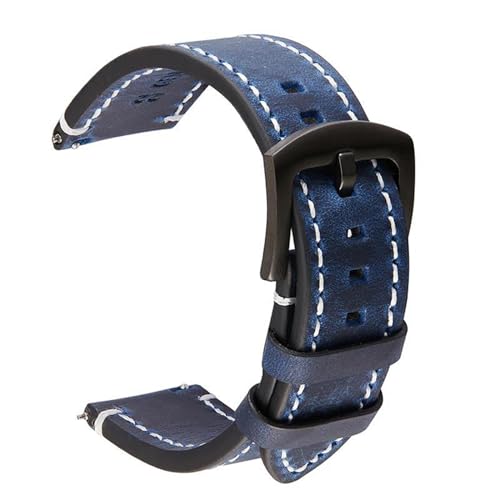 PAKMEZ Leder Uhrenbänder 18-24mm Schnellveröffentlichung Leder Uhrenband, Blau, 20mm von PAKMEZ