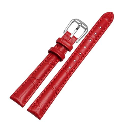 PAKMEZ Leder Uhrenband 10/12/14mm Leder Austauscharmband, Rot, 10mm Roségoldverschluss von PAKMEZ