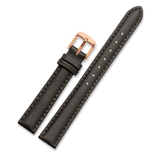 PAKMEZ Leder Uhrenband 12-20mm Leder Uhrengurt mit Nadelschnalle, Grau-Rose-Gold, 18mm von PAKMEZ